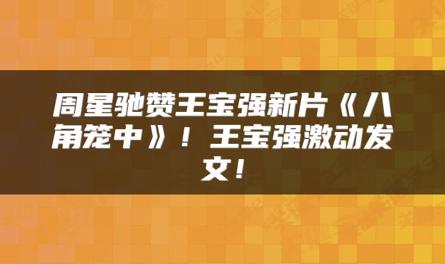 周星驰赞王宝强新片《八角笼中》！王宝强激动发文！