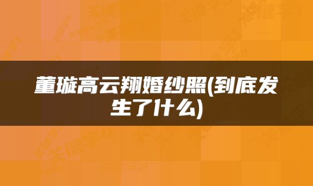 董璇高云翔婚纱照(到底发生了什么)
