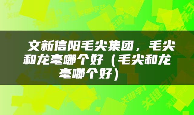 文新信阳毛尖集团,毛尖和龙毫哪个好(毛尖和龙毫哪个好)