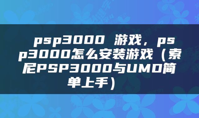  psp3000 游戏，psp3000怎么安装游戏（索尼PSP3000与UMD简单上手） 