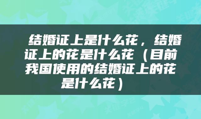 结婚证上是什么花,结婚证上的花是什么花(目前我国使用的结婚证上的花是什么花)