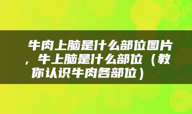  牛肉上脑是什么部位图片，牛上脑是什么部位（教你认识牛肉各部位） 