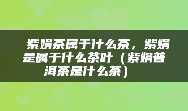  紫娟茶属于什么茶，紫娟是属于什么茶叶（紫娟普洱茶是什么茶） 