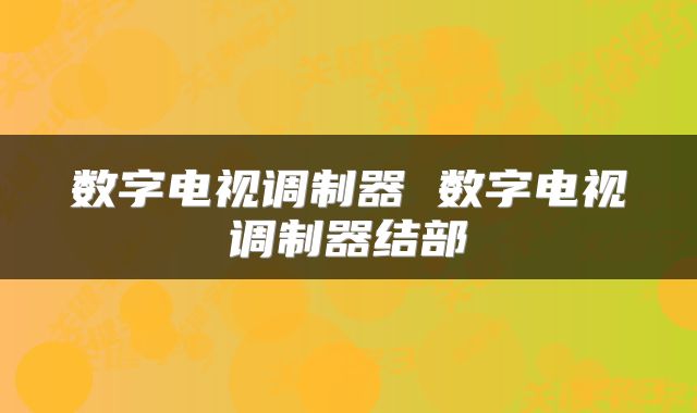 数字电视调制器 数字电视调制器结部