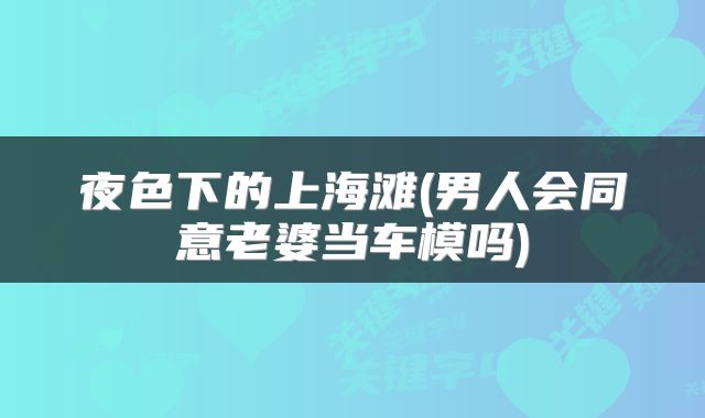 夜色下的上海滩(男人会同意老婆当车模吗)