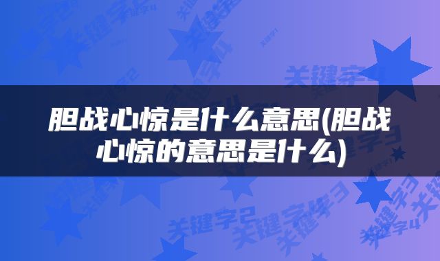 胆战心惊是什么意思(胆战心惊的意思是什么)