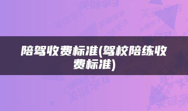 陪驾收费标准(驾校陪练收费标准)