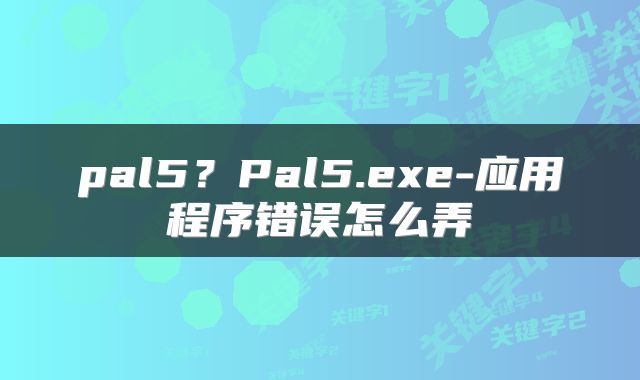 pal5？Pal5.exe-应用程序错误怎么弄