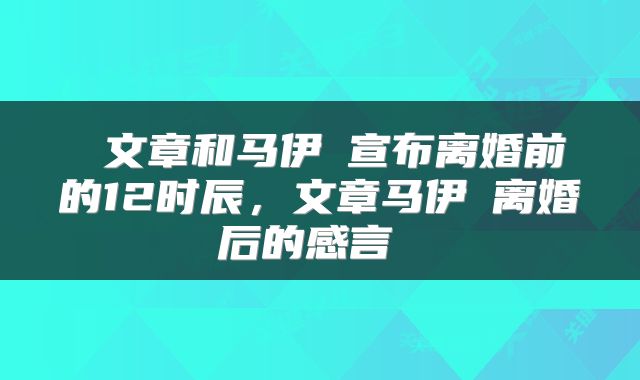  文章和马伊琍宣布离婚前的12时辰，文章马伊琍离婚后的感言 