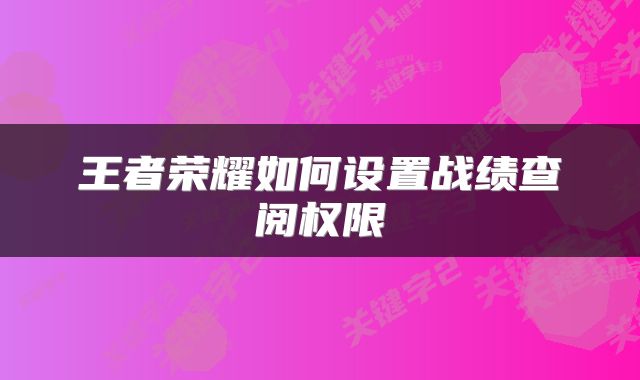 王者荣耀如何设置战绩查阅权限
