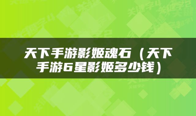 天下手游影姬魂石(天下手游6星影姬多少钱)