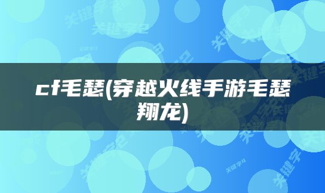 cf毛瑟(穿越火线手游毛瑟翔龙)