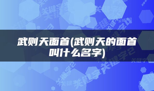 武则天面首(武则天的面首叫什么名字)