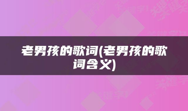 老男孩的歌词(老男孩的歌词含义)