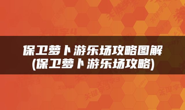 保卫萝卜游乐场攻略图解(保卫萝卜游乐场攻略)