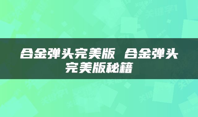 合金弹头完美版 合金弹头完美版秘籍