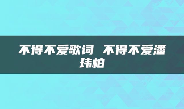 不得不爱歌词 不得不爱潘玮柏