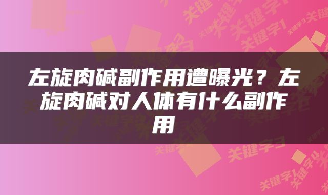 左旋肉碱副作用遭曝光？左旋肉碱对人体有什么副作用