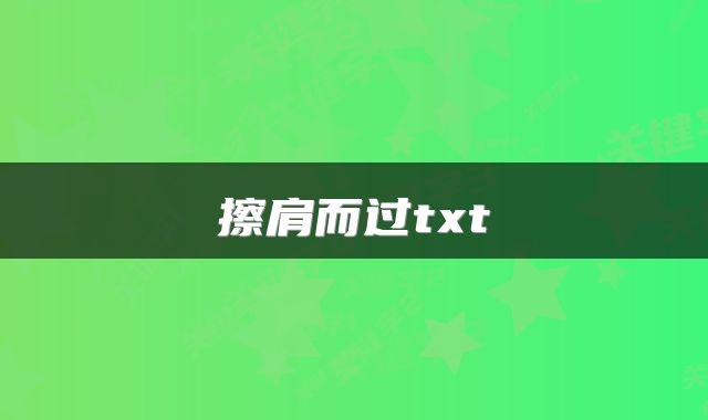 擦肩而过txt