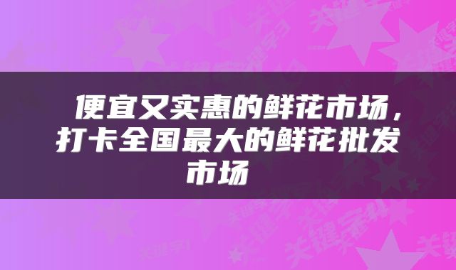  便宜又实惠的鲜花市场，打卡全国最大的鲜花批发市场 