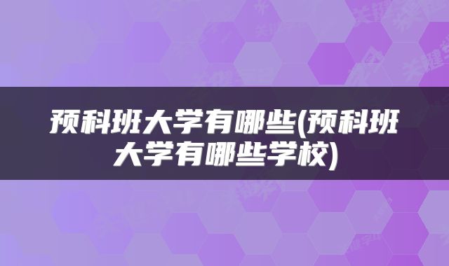 预科班大学有哪些(预科班大学有哪些学校)