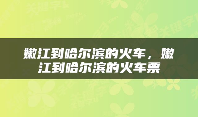 嫩江到哈尔滨的火车，嫩江到哈尔滨的火车票