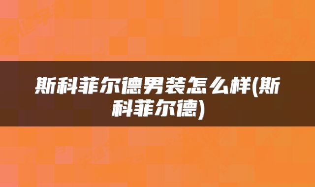 斯科菲尔德男装怎么样(斯科菲尔德)