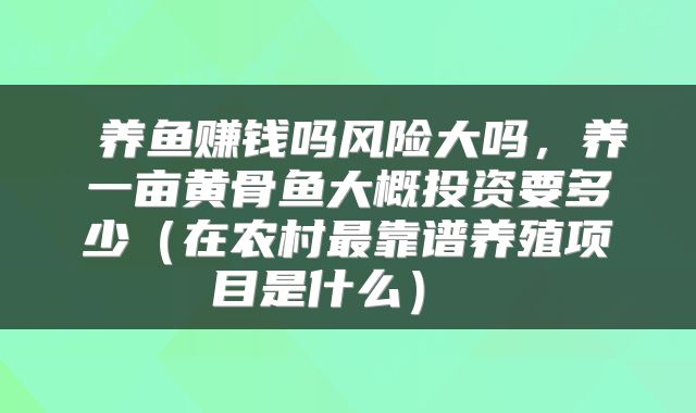  养鱼赚钱吗风险大吗，养一亩黄骨鱼大概投资要多少（在农村最靠谱养殖项目是什么） 