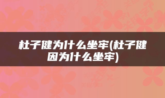 杜子健为什么坐牢(杜子健因为什么坐牢)