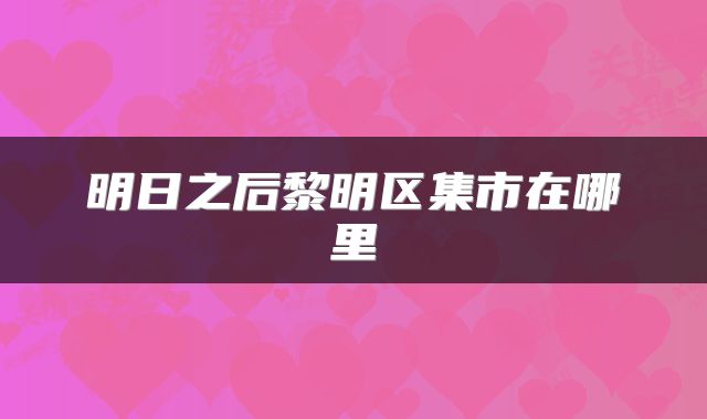 明日之后黎明区集市在哪里