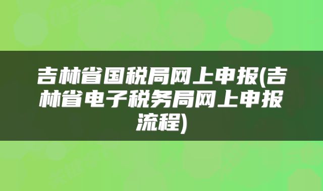 吉林省国税局网上申报(吉林省电子税务局网上申报流程)