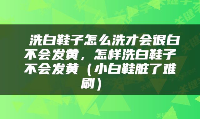 洗白鞋子怎么洗才会很白不会发黄,怎样洗白鞋子不会发黄(小白鞋脏了难刷)