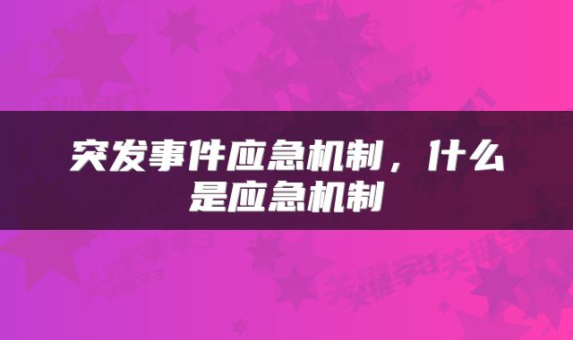 突发事件应急机制，什么是应急机制