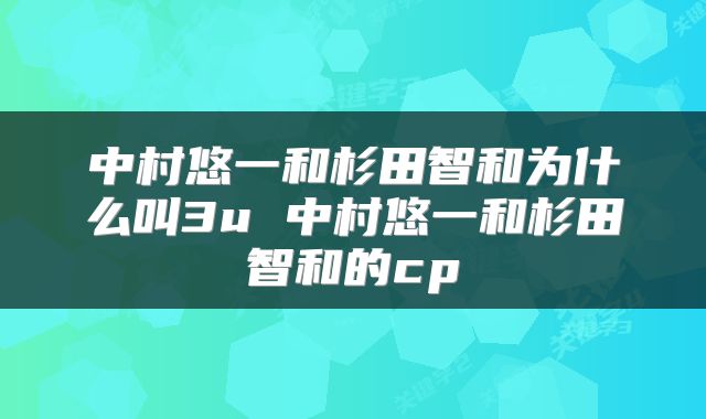 中村悠一和杉田智和为什么叫3u 中村悠一和杉田智和的cp