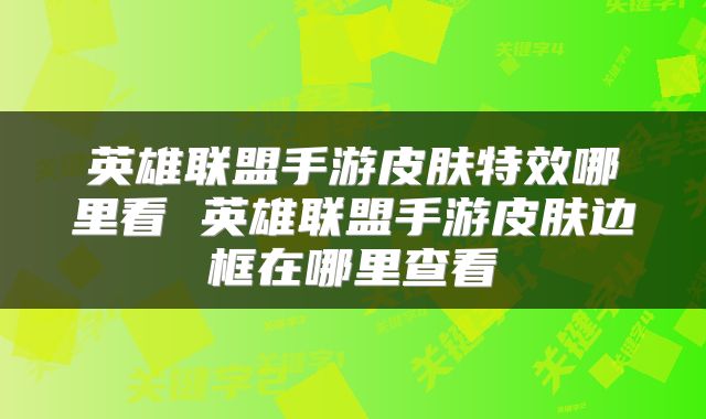 英雄联盟手游皮肤特效哪里看 英雄联盟手游皮肤边框在哪里查看
