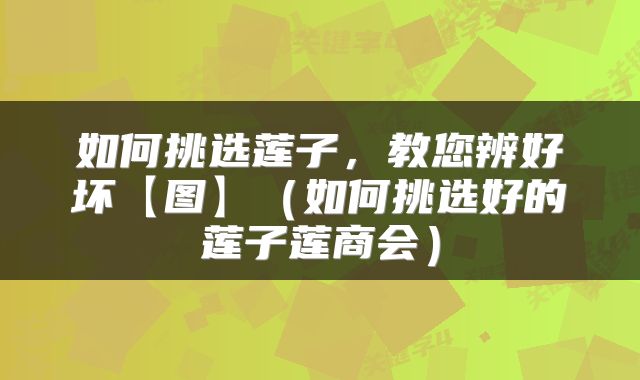 如何挑选莲子，教您辨好坏【图】（如何挑选好的莲子莲商会）
