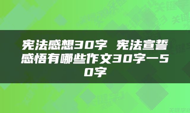 宪法感想30字 宪法宣誓感悟有哪些作文30字一50字