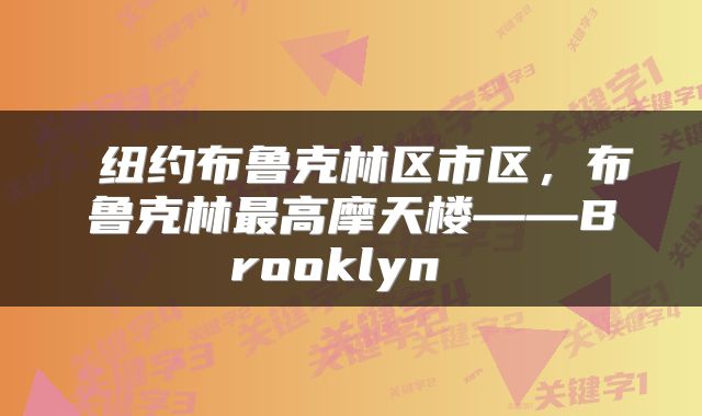  纽约布鲁克林区市区，布鲁克林最高摩天楼——Brooklyn 