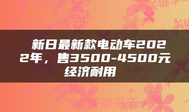  新日最新款电动车2022年，售3500-4500元经济耐用 