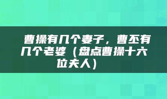  曹操有几个妻子，曹丕有几个老婆（盘点曹操十六位夫人） 