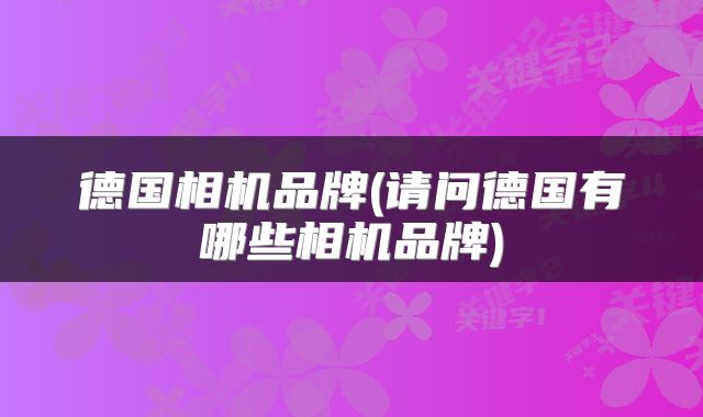 德国相机品牌(请问德国有哪些相机品牌)