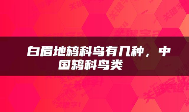  白眉地鸫科鸟有几种，中国鸫科鸟类 