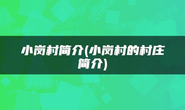 小岗村简介(小岗村的村庄简介)