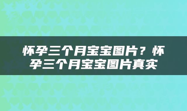 怀孕三个月宝宝图片？怀孕三个月宝宝图片真实