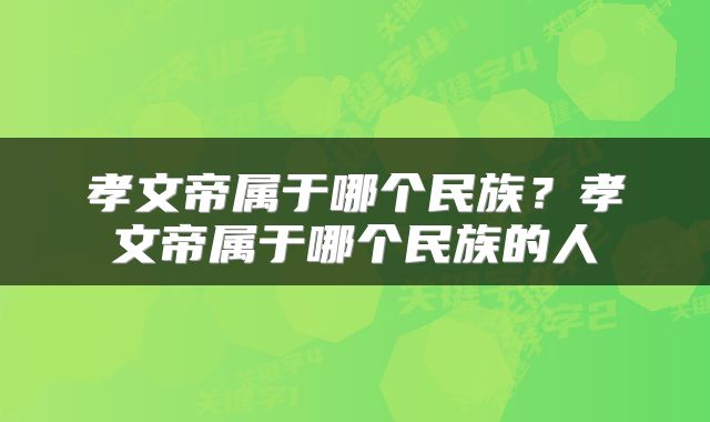 孝文帝属于哪个民族？孝文帝属于哪个民族的人