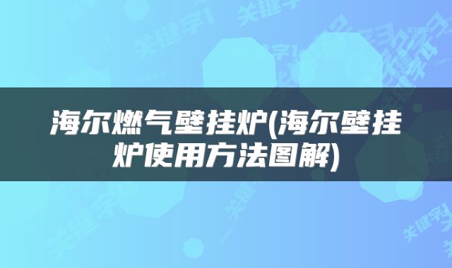 海尔燃气壁挂炉(海尔壁挂炉使用方法图解)
