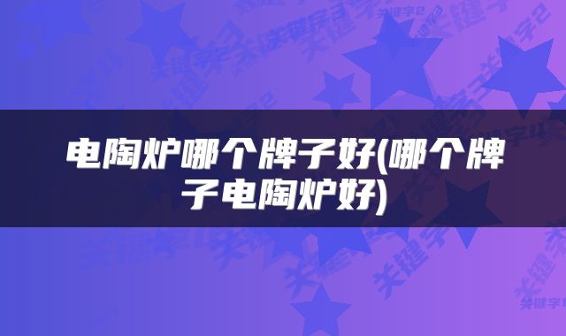 电陶炉哪个牌子好(哪个牌子电陶炉好)