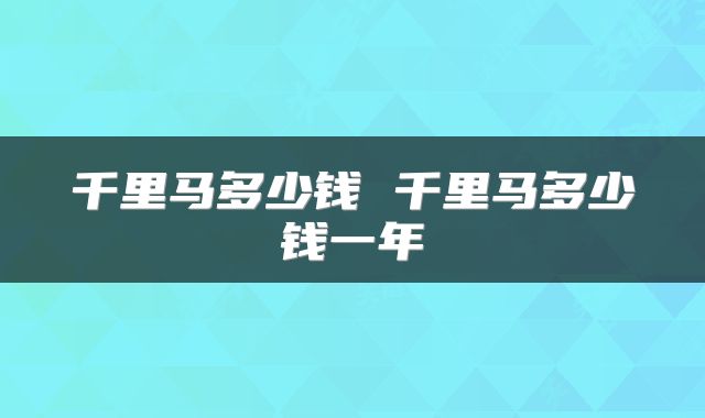 千里马多少钱 千里马多少钱一年