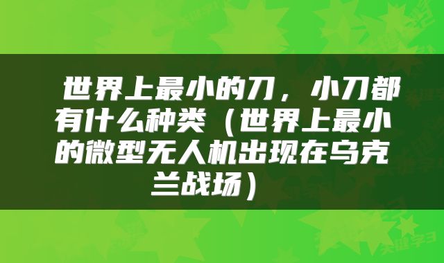  世界上最小的刀，小刀都有什么种类（世界上最小的微型无人机出现在乌克兰战场） 