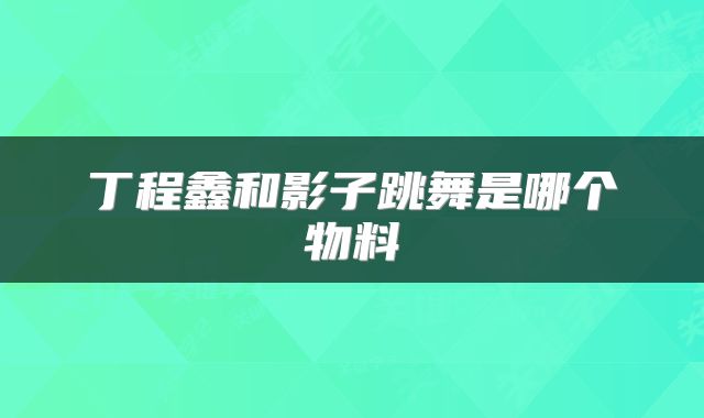 丁程鑫和影子跳舞是哪个物料